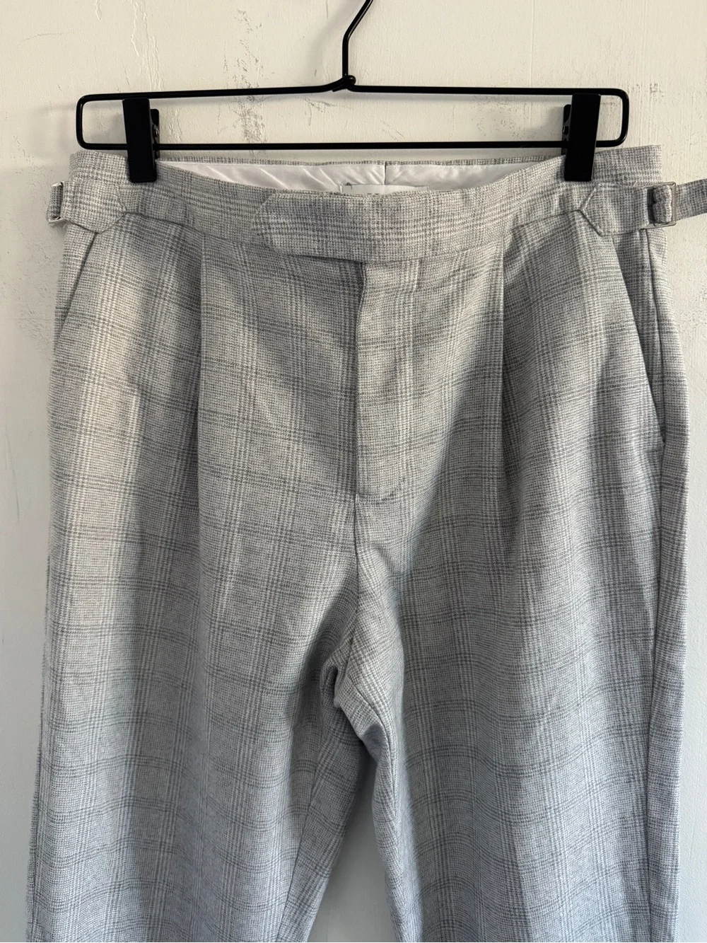 REISS Gray Check Slim Trouser Pants 30 Tailored Plaid